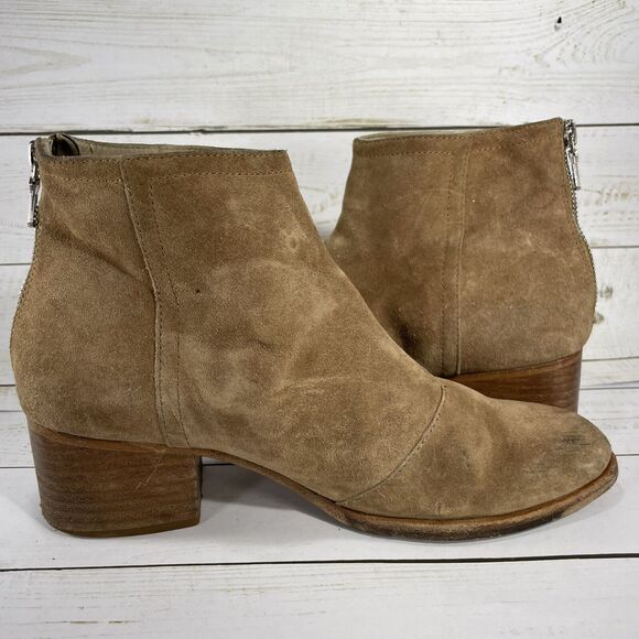 Rag & Bone Wesley Suede Back Zip Ankle Boots Chestnut Tan Womens Size 36 US 6 - Picture 5 of 10